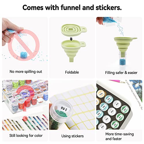 ARTDOT Storage Containers for Diamond Painting Accessories, 2 Drawers with 96 Slots Bead Storage Bottles and Diamond Art Tool Rack