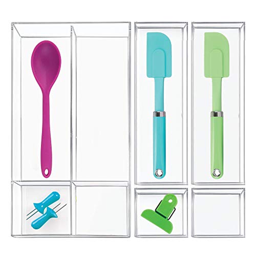 iDesign 40910 Makeup Organiser Tray, Small Plastic Drawer Organiser for Cosmetics, Makeup and Accessories, Practical Storage Box for Dressing Table, Drawers or Bathroom, Clear, M: 10 cm x 30.5 cm