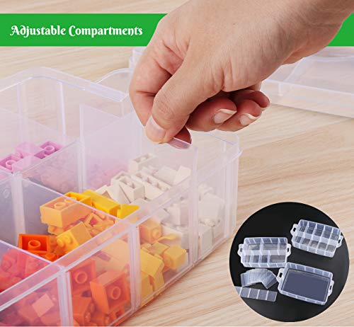 Anstore Craft Storage Box with Compartments, 3-Tier 30 Sections Transparent Stackable Plastic Box Organiser with Handle, Practical Sorting Box for Crafts, Jewelry, Toy, Sewing Accessories