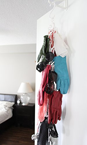 MiniOwls 6 ft Toy Chain Multipurpose Storage, White Organizer, Plushies Holder with Strong 20 Clips to Hang Accessories, Pet Supplies, Baseball Caps, Puppet Stuffed Animals, Holiday Cards or Art Display Rac