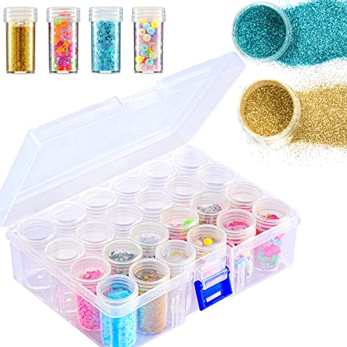 Embroidery Diamond Storage Box, JUSTDOLIFE Storage Boxes for Diamond Painting with 24 Small Beads Diamond Painting Storage Containers with Lid for Jewelry DIY Art Craft Rhinestones Sewing
