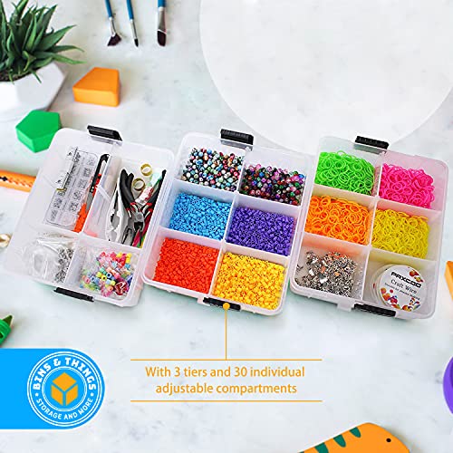 Bins & Things Stackable Storage Container with 18 Adjustable Compartments - Clear - Craft Storage/Craft Organizers and Storage - Bead Organizer Box/Art Supply Organizer