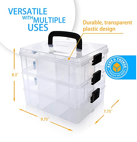 Bins & Things Stackable Storage Container with 18 Adjustable Compartments - Clear - Craft Storage/Craft Organizers and Storage - Bead Organizer Box/Art Supply Organizer