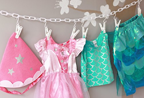 MiniOwls 6 ft Toy Chain Multipurpose Storage, White Organizer, Plushies Holder with Strong 20 Clips to Hang Accessories, Pet Supplies, Baseball Caps, Puppet Stuffed Animals, Holiday Cards or Art Display Rac