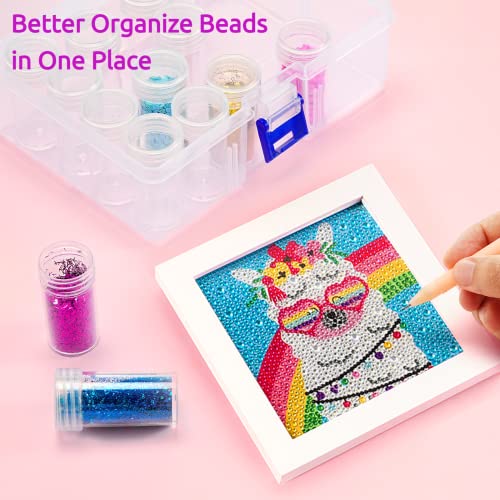 Embroidery Diamond Storage Box, JUSTDOLIFE Storage Boxes for Diamond Painting with 24 Small Beads Diamond Painting Storage Containers with Lid for Jewelry DIY Art Craft Rhinestones Sewing