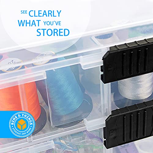 Bins & Things Stackable Storage Container with 18 Adjustable Compartments - Clear - Craft Storage/Craft Organizers and Storage - Bead Organizer Box/Art Supply Organizer