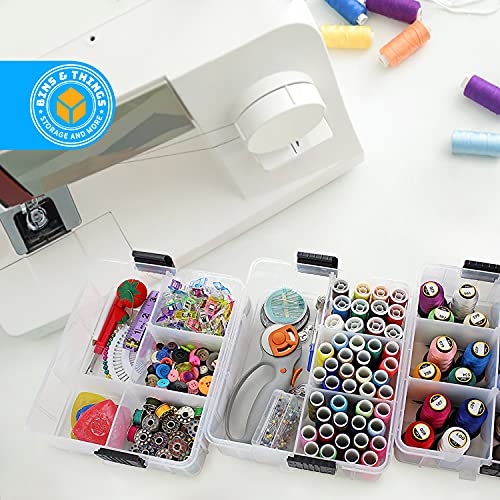 Bins & Things Stackable Storage Container with 18 Adjustable Compartments - Clear - Craft Storage/Craft Organizers and Storage - Bead Organizer Box/Art Supply Organizer