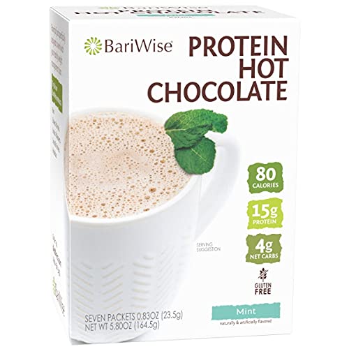 BariWise Protein Hot Chocolate, Mint, 80 Calories, 15g Protein, 4g Net Carbs, Gluten Free (7ct)