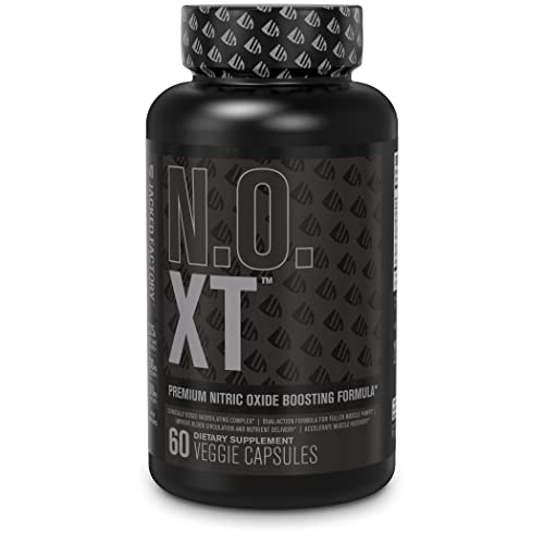 Jacked Factory N.O. XT Black Nitric Oxide Supplement - w/Arginine NO3-T Nitrates for Blood Flow, Muscle Growth & Energy - Pre Workout Blood Flow Supplement for Men & Women - 60 Capsules