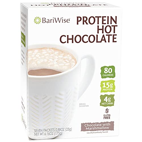 BariWise Protein Hot Chocolate, Chocolate Marshmallows, 80 Calories, 15g Protein, 4g Net Carbs, Gluten Free (7ct)
