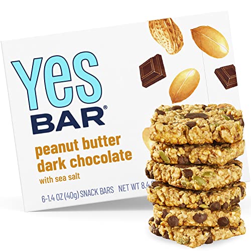The YES Bar Peanut Butter Dark Chocolate – Plant Based Protein, Decadent Snack Bar – Vegan, Gluten Free, Dairy Free, Low Sugar, Healthy Snack, Breakfast, Low Carb, Keto Friendly (Pack of 6)