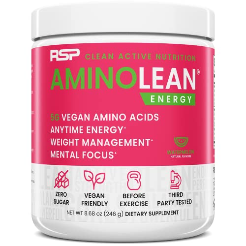 RSP Nutrition AminoLean Pre Workout Powder, Amino Energy & Weight Management with BCAA Amino Acids & Natural Caffeine, Preworkout Boost for Men & Women, 30 Serv