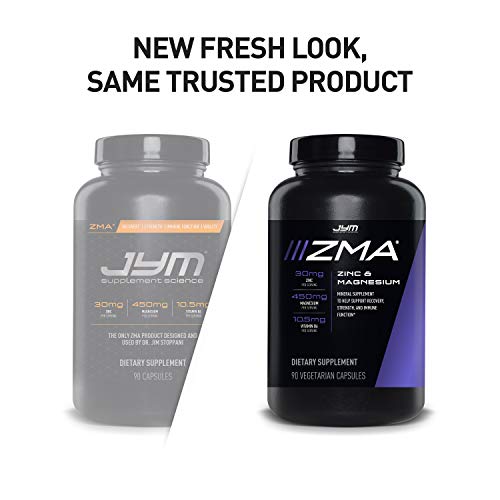 JYM Supplement Science ZMA Zinc/Magnesium Capsules Supplement - Zinc, Magnesium and Vitamin B6 | JYM Supplemental Science | 90 Vegetarian Capsules