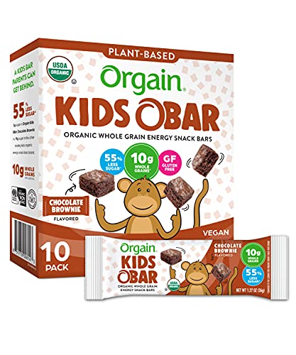 Orgain Organic Kids Energy Bar, Chocolate Chip - Great for Snacks, Vegan, 7g Dietary Fiber, Dairy Free, Gluten Free, Lactose Free, Soy Free, Kosher