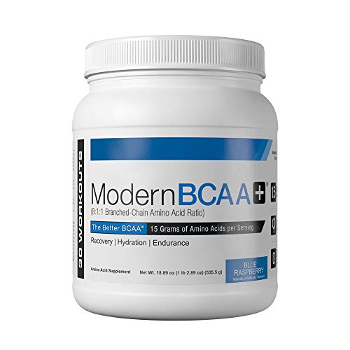 Modern BCAA+ Essential Amino Acid (EAA) Branched Chain Amino Acid (BCAA) Muscle Recovery Supplement Powder Drink Mix - 30 Servings (Blue Raspberry)