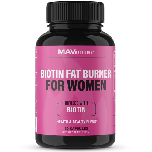 Biotin Fat Burners for Women | 5000mcg Biotin | Weight Loss & Appetite Suppressant Diet Pills with Apple Cider Vinegar, Green Tea Extract | Gluten Free, Non-GMO, Vegetarian Friendly | 60 Count