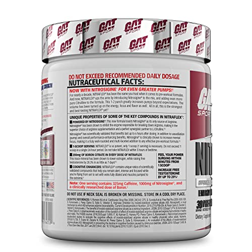 GAT Sport Nitraflex Advanced Pre-Workout Powder, Increases Blood Flow, Boosts Strength and Energy, Improves Exercise Performance, Creatine-Free (Black Cherry, 30 Servings)