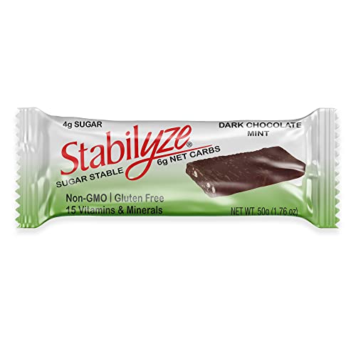 Stabilyze Nutrition Bars - Dark Chocolate Mint | Keto Meal Replacement Bars w/ 21 Essential Vitamins & Minerals | Gluten Free, Non GMO, High Protein | Low Sugar Snacks | Individually Wrapped (12 Pack)