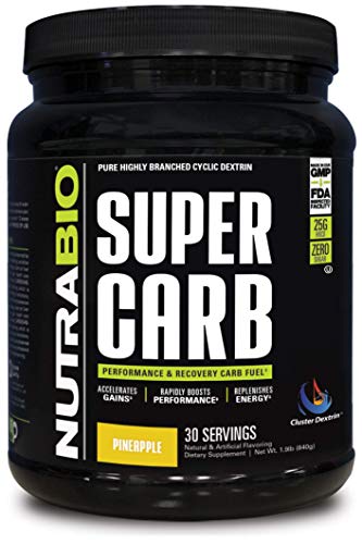 NutraBio Super Carb - Complex Carbohydrate Supplement Powder - Cluster Dextrin and Electrolytes for Performance Enhancement & Muscle Recovery - Pineapple, 30 Servings