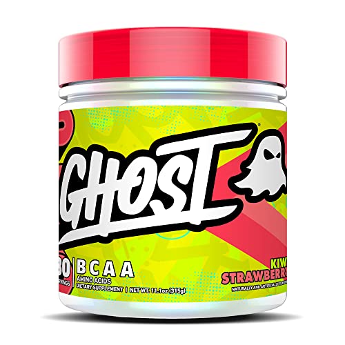GHOST BCAA Amino Acids, Kiwi Strawberry - 30 Servings - Sugar-Free Intra and Post Workout Powder & Recovery Drink, 7g BCAA - Muscle Growth & Endurance- Soy & Gluten-Free, Vegan
