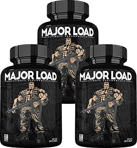 Major Load Testosterone Booster for Men - Male Enhancement Pills - Tongkat Ali Mens Supplement - w/ Horny Goat Weed, Maca Root, & Tribulus Terrestris - Energy, Stamina, Strength - 180 Capsules