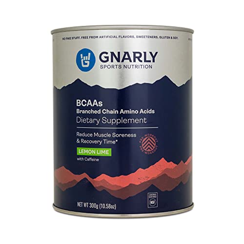 Gnarly Nutrition, BCAA Pre and Mid Workout Supplement to Reduce Muscle Soreness, Caffeinated, Lemon Lime, 30 Servings