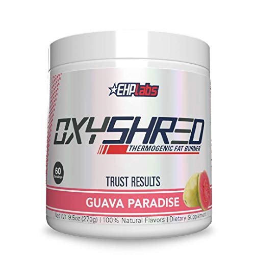EHPlabs OxyShred Thermogenic Pre Workout Powder & Shredding Supplement - Clinically Proven Preworkout Powder with L Glutamine & Acetyl L Carnitine, Energy Boost Drink - Guava Paradise, 60 Servings