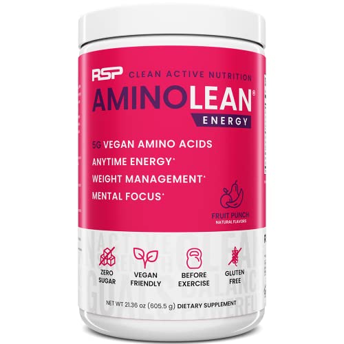 RSP NUTRITION AminoLean Pre Workout Powder, Amino Energy & Weight Management with Vegan BCAA Amino Acids, Natural Caffeine, Preworkout Boost for Men & Women, 70 Serv