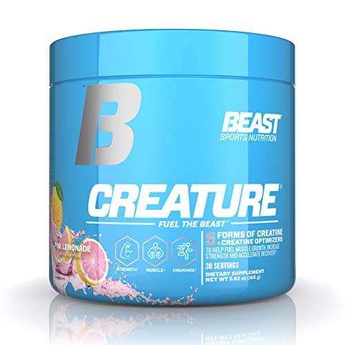 Beast Sports Nutrition Creature, Pink Lemonade - 30 Servings - 5 Forms of Creatine + Creatine Optimizers - Improve Strength, Muscle Tone, Endurance, Recovery & Energy Production