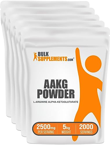 BULKSUPPLEMENTS.COM AAKG Powder - Arginine Alpha-Ketoglutarate, AKG Supplement - Nitric Oxide Supplement, Arginine Supplement - Unflavored & Gluten Free, 2500mg per Serving, 5kg (11 lbs)