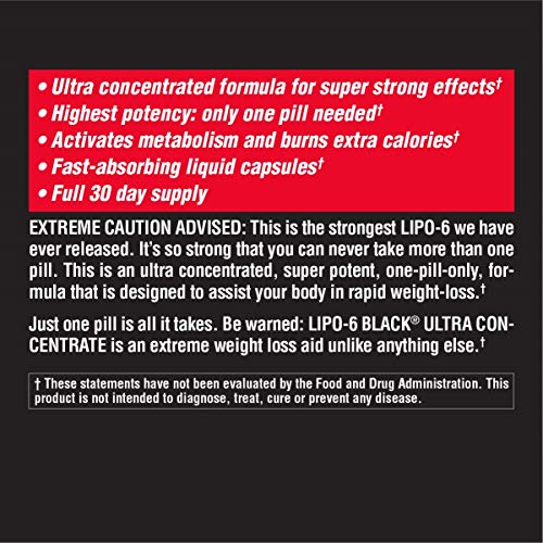 Nutrex Research Lipo-6 Black Ultra Concentrate | Thermogenic Energizing Fat Burner Supplement, Increase Weight Loss, Energy & Intense Focus |Capsule, 60Count