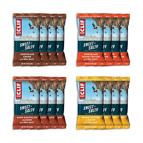 Clif Bars - Sweet & Salty Energy Bars - Variety Pack - Made with Organic Oats - Vegetarian Food - Kosher (2.4 Ounce Protein Bars, 16 Count) Packaging May Vary