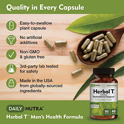 DailyNutra Herbal T Men’s Health Formula Supplement for Endurance, Vitality, and Healthy Aging - Featuring KSM-66 Ashwagandha, Tongkat Ali, Tribulus, Eleuthero, and Horny Goat Weed (3-Pack)