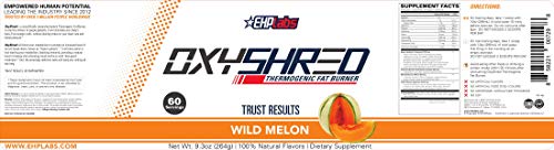 EHPlabs OxyShred Thermogenic Pre Workout Powder & Shredding Supplement - Clinically Proven Preworkout Powder with L Glutamine & Acetyl L Carnitine, Energy Boost Drink - Wild Melon, 60 Servings
