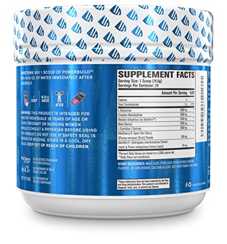 POWERBUILD Clinically-Dosed Post Workout Recovery & Muscle Building Supplement - Boost Muscle Growth, Recovery, & Strength - Creatine, Glutamine, & 5 More Powerful Ingredients - Mixed Berry Blast 13.76 Oz