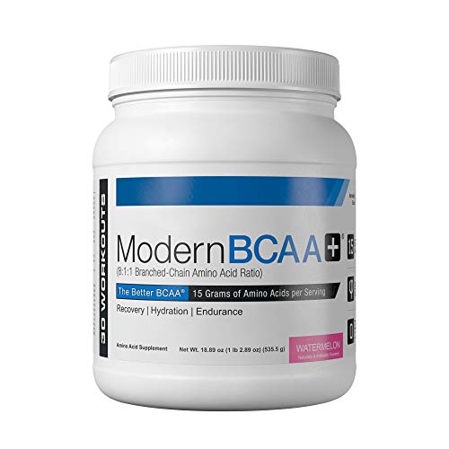 Modern BCAA+ Original Branched Chain Amino Acid Powder Watermelon | Sugar Free Post Workout Muscle Recovery & Hydration Drink with 15g Amino Acids and 8:1:1 BCAA Ratio for Men & Women | 30 Servings
