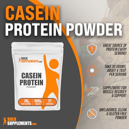 BULKSUPPLEMENTS.COM Casein Protein Powder - Whey Casein Blend Protein Powder - Protein Powder Casein - Micellar Casein Powder - 30g per Serving, 17 Servings (500 Grams - 1.1 lbs)