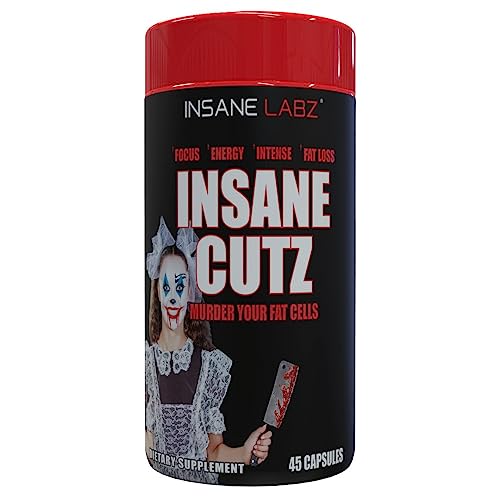 Insane Labz Insane Cutz Intense Fat Burner for Men and Women, Thermogenic Weight Loss Supplement with Dandelion Root Extract Fueled by AMPiberry, Appetite Suppressant - 45 Daily Srvgs (45 Capsules)
