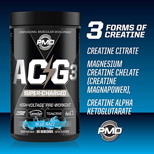 PMD Sports ACG3 Supercharged - Pre Workout - Powerful Strength, High Energy, Maximize Mental Focus, Endurance and Optimum Workout Performance for Men and Women