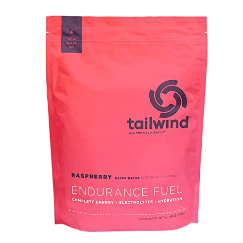 Tailwind Nutrition Endurance Fuel, Caffeine Drink Mix with Electrolytes, Non-GMO, Free of Soy, Dairy, and Gluten, Vegan Friendly, Raspberry Buzz, 50 Servings