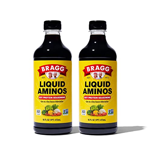 Bragg Liquid Aminos All Purpose Seasoning – Soy Sauce Alternative – Gluten Free, No GMO’s, Kosher Certified, 16 ounce, 2 Pack