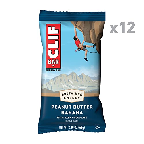 CLIF BARS - Energy Bars - Peanut Butter Banana with Dark Chocolate - Made with Organic Oats - Plant Based Food - Vegetarian - Kosher (2.4 Ounce Protein Bars, 12 Count) Packaging May Vary