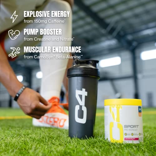 C4 Sport Pre Workout Powder Watermelon - NSF Certified for Sport + Preworkout Energy Supplement for Men & Women - 135mg Caffeine + Creatine Monohydrate - 30 Servings