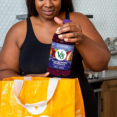 V8 Blends 100% Juice Pomegranate Blueberry Juice, Fruit and Vegetable Juice Blend, 46 Fl Oz Bottle (Pack of 6)
