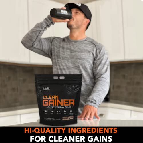Rivalus Clean Gainer - Chocolate Fudge 10 Pound - Delicious Lean Mass Gainer with Premium Dairy Proteins, Complex Carbohydrates, and Quality Lipids, No Banned Substances, Made in USA