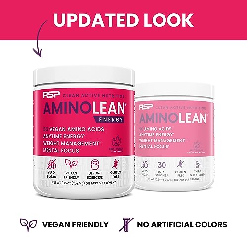 AminoLean Pre Workout Powder, Amino Energy & Weight Management with Vegan BCAA Amino Acids, Natural Caffeine, Preworkout Boost for Men & Women, 30 Serv