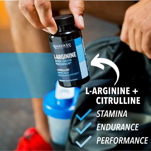 L Arginine L Citrulline Nutritional Supplements NO Nitric Oxide Booster | Stamina Endurance Performance for Workouts | 2 Months Supply of L Arginine 500mg Nitric Oxide Pills for Men | 120 Capsules