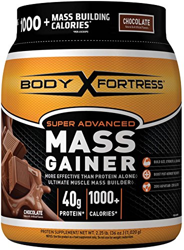 Body Fortress Super Advanced Whey Protein Powder Mass Gainer, Gluten Free, Chocolate, 2.25 lbs