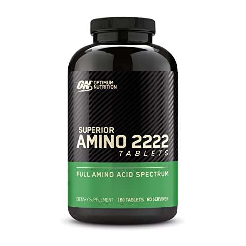 Optimum Nutrition Superior Amino 2222 Tablets, Complete Essential Amino Acids, EAAs, 160 Count