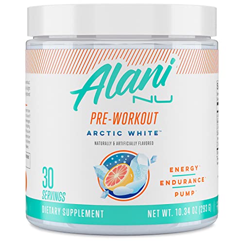 Alani Nu Pre Workout Supplement Powder for Energy, Endurance & Pump | Sugar Free | 200mg Caffeine | Formulated with Amino Acids Like L-Theanine to Prevent Crashing | Arctic White, 30 Servings